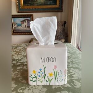 🌸 RAE DUNN Collectibles AH CHOO Floral Ceramic Tissue Box